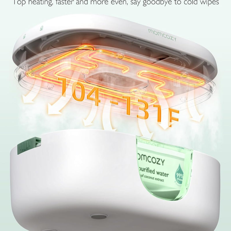 Momcozy Baby Wipe Warmer, Innovative Spring Design,Large Capacity Dispenser | Wipe Warmer with Night Light, Fast and Even Heating, 4 Adjustable Temperature Modes, Baby Shower & Registry Must-haves, Green