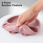 Eascrozn 2 Pack Divided Toddler Plates with Suction, Spoons and Forks Set | BPA Free, Silicone Feeding Set, Baby Led Weaning Supplies, Baby Utensils for Feeding Essentials, Dishwasher Safe