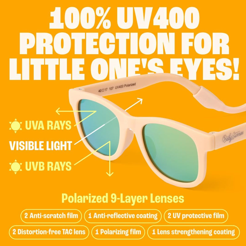 Polarized Baby Sunglasses With Strap - Unbreakable Flexible Infant Sunglasses For Toddlers Newborns 0-24 Months