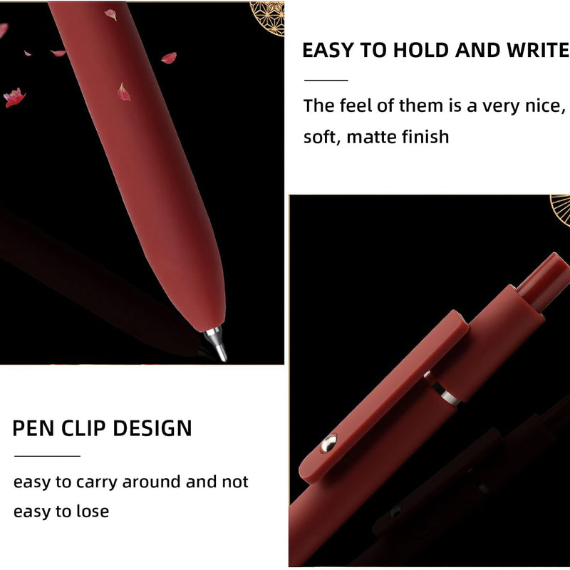 YOXMJDB Gel Pens, 5 Pcs 0.5mm Fine Point Smooth Writing Pens Cute Pens, High-End Series Black Ink Pens for Journaling Note Taking, School Office Supplies for Women Men (5 Pcs Vintage)