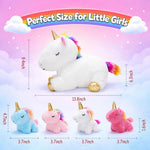 kmuysl unicorn mommy plush toys for girls ages 0-8, soft fabric, 4 baby unicorns, gift box