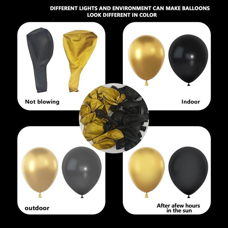 Black Gold Balloons Garland Arch Kit 134pcs Different Size Party Decorations Supplies