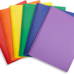 Blue Summit Supplies 6 Pack Multicolor Plastic Folders with Pockets and Prongs, 2 Pocket Plastic Folders with Prongs and Brads for School, Home, and Work