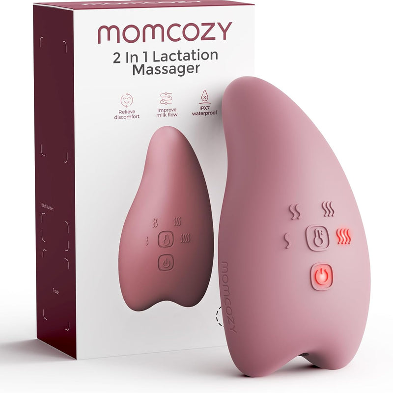 Momcozy A1Pro Lactation Massager with Heat, Deep Vibration, Cozy Red, 1PCS | Rapid Heating, Clog Relief, Efficient Pumping, Breastfeeding Essentials, Memory Function, Fast Charging, Nursing, Soothing