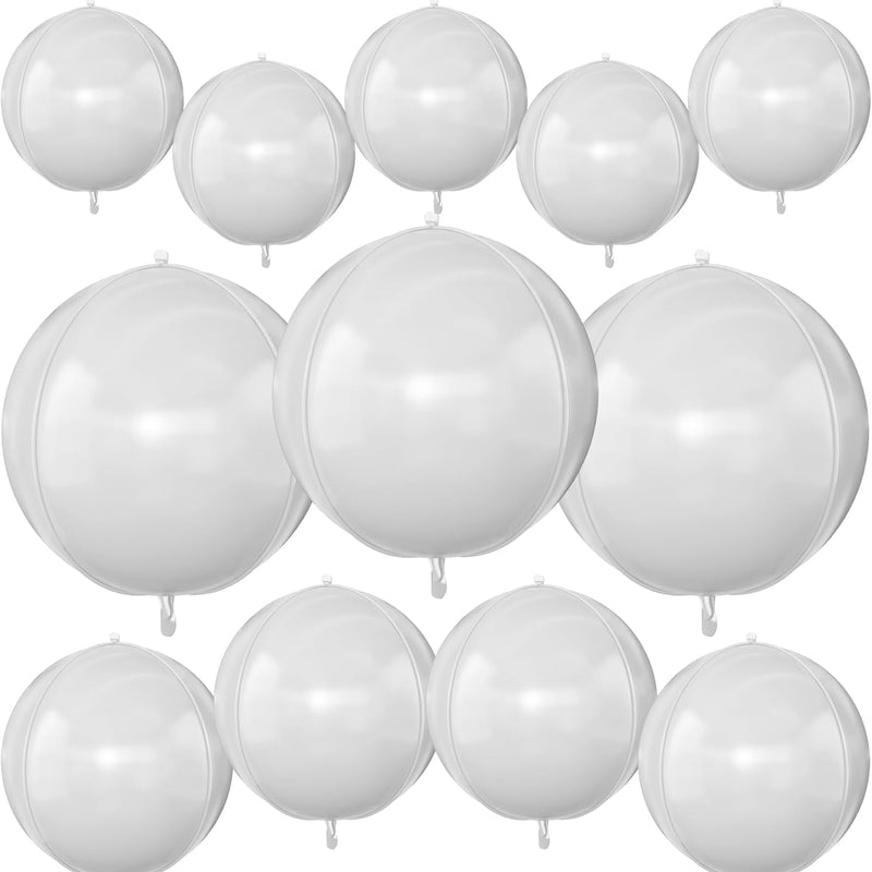 12Pcs Iridescent Round Foil Balloons: 22", 15", 10" 4D Clear Balloons for Birthday, Wedding, Mermaid Party Decor