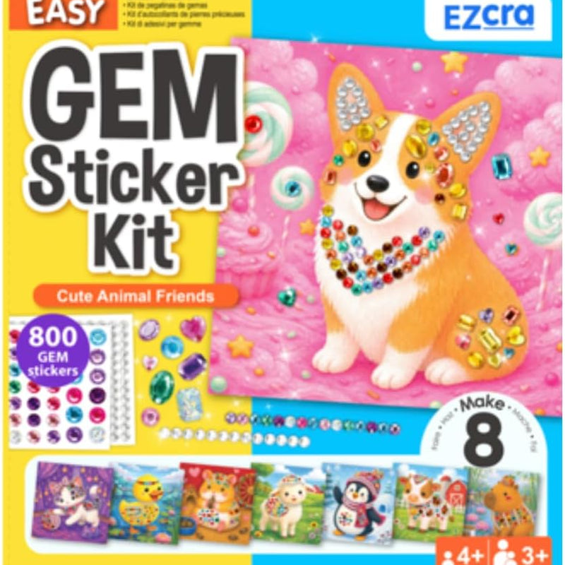 EZCRA Gem Sticker Kit for Kids - 990+ Stickers, 8 Unicorn Princess Themes | Diamond Art Stickers and Gem Craft Set. Mess-Free and DIY Arts and Crafts. Birthday and Holiday Gift for Girls Ages 3-8.