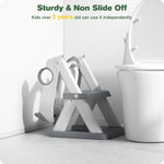 Rabb 1st® Potty Training Seat, Toddler Toilet Seat for Kids Boys Girls, 2 in1 Potty Training Toilet with Step Stool, 6 Adjustable Height, Splash Guard, Stable Triangular Anti-Slip Design(Grey)