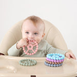 3 Pack Silicone Teething Ring Toys for Babies 0-6 Months, Seposeve Toddler Teethers for 6-12 Months, 12-24 Months, Purple Pink White