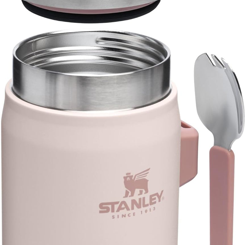 STANLEY Classic Food Jar and Spork | Vacuum Insulated Food Container | Wide Mouth Screw On Lid | Packable for Travel | Stainless Steel with Leakproof Lid | BPA-Free