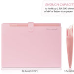 SKYDUE Expanding File Folder, Accordion File Organizer with 8 Pockets, Expandable Document Paper Receipt Holder for School Office Hospital, Letter/A4 Size Pink