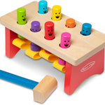 Melissa and Doug Deluxe Pounding Bench Wooden Preschool Learning Toy with Mallet, 10 inches, Ages 2+