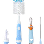 Ariseno 5-in-1 Baby Bottle Cleaner Set, Including Nylon & Silicone Bottle Brush, Cap, Straw & Nipple Brushes, BPA-Free (Grey)