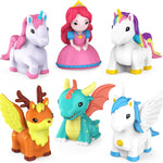 Tub Works® Fantasy Watertight Bath Toys, 6 Pack | Sealed, No Hole Bath Toys Design Keeps Moisture Out | Soft, Squeezable & Float on Water | Baby & Toddler Bathtub Toy | Unicorn Baby Girl Bathtub Toy