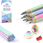 ECOTREE Pre-Sharpened Pencils #2 Cute Number 2 Pencils with Erasers for Kids Eco Rainbow Paper Pencil for School, Writing, 12 Count