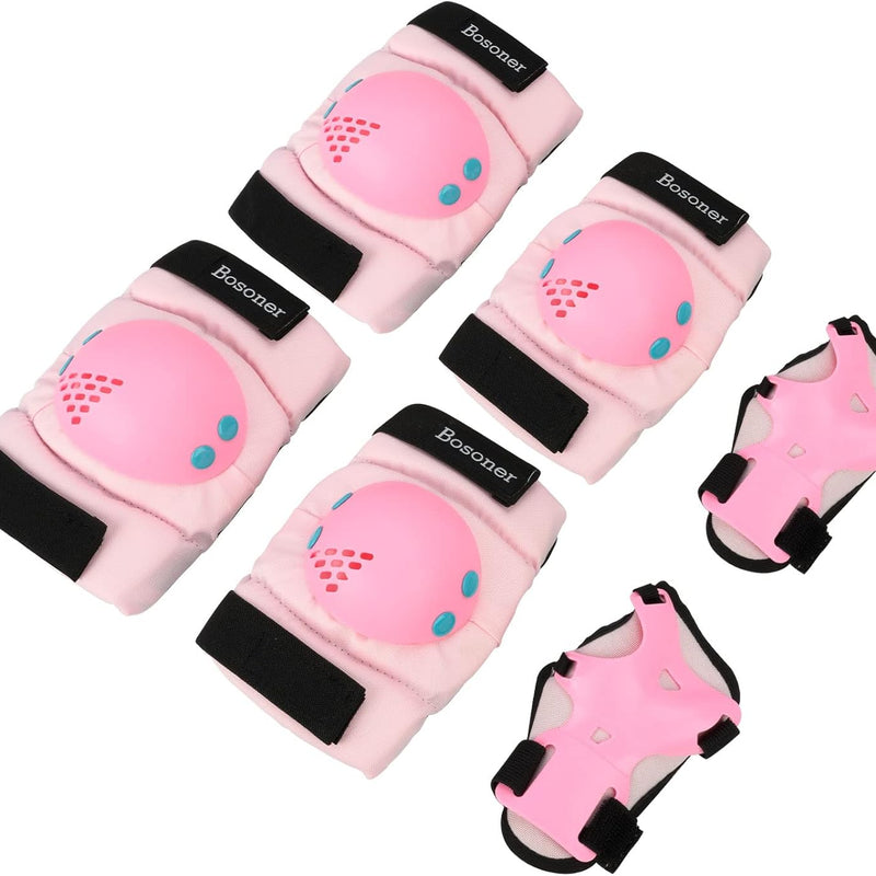 BOSONER Kids/Youth Knee Pads Elbow Pads Wrist Guards Set - Protective Gear for Roller Skates, Cycling, and Scooter Riding