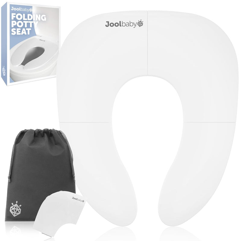 Jool Baby Folding Travel Potty Training Seat for Toddlers, Fits Round & Oval Toilets, Non-Slip Suction Cups, Includes Free Travel Bag (Gray)