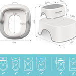 Maliton Potty Training Toilet Seat & Step Stool, 2-in-1 Anti-Slip Grey | Potty Seat + Separate Step Stool, Adjustable Fits More Toilets, Anti-Slip, Sturdy, Splash Guard, Easy clean，Boys & Girls.