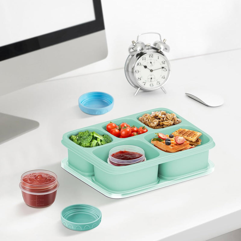 Salad Dressing Container to Go with lids Dishwasher and Microwave Safe | Tiny Condiment Containers with Graduated Lines, Reusable Leakproof Small Sauce Containers for Lunch Box 6 Pcs 2.7 OZ Mixed 1