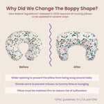 Boppy Nursing Pillow - Verified Safe Breastfeeding Pillow with Softer Fill for Comfortable Support, Machine Wash & Dry Cover, Non-Toxic Materials - Gray Gentle Leaves