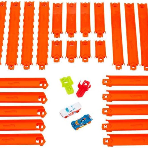 Hot Wheels Track Creator 2-Car Deluxe Pack with Speed Snap Track, 25ft, 1:64 scale die-cast toy vehicles