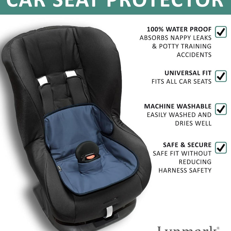 Lynmark® Potty Training Car Seat Protector Cover - Pee Protector, 1 Pk Navy | Waterproof Piddle Pads for Toddlers & Baby Universal Carseat - Washable Liner Mat for Spills, Nappy Leaks, Accidents