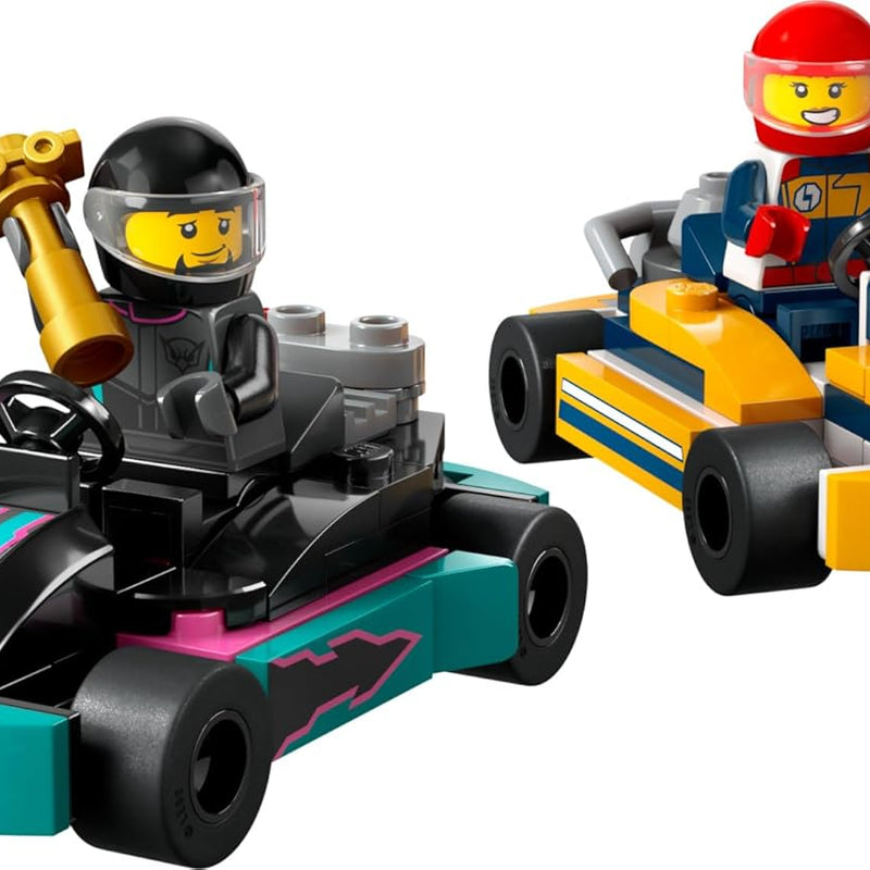 LEGO City Go-Karts and Race Drivers Toy Playset, 2 Driver Minifigures, Racing Vehicle Car Toys, Ages 5+, 60400
