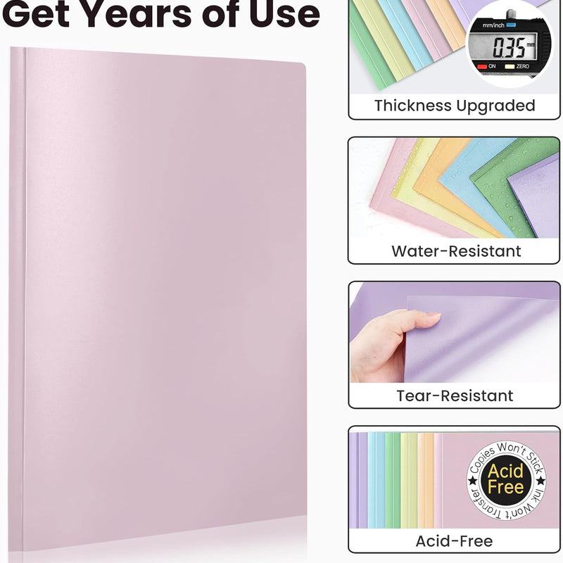 Sooez Folders with Pockets and Prong, 6 Pack, Pastels Colors, File Folders with Prongs, 2 Pocket Folders Bulk, Plastic Folder, School Folder College Supplies, Aesthetic Nursing Cute School Supplies