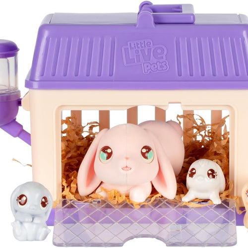 Little Live Pets Bunny Mini Interactive Live Pet Toy Set for Girls Ages 3+, 20+ Sounds, 3 Surprise Babies
