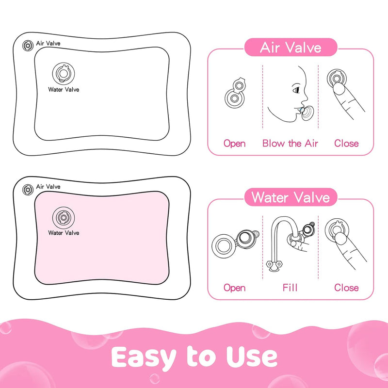 Yeeeasy Tummy Time Water Mat - Unique Pink Ocean Design for Baby Girls 3-12 Months