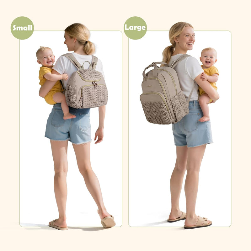 mommore Diaper Bag Backpack, Large Travel Baby Bag for Daily Essentials | Stylish Diaper Backpack for Toddler, Insulated Pockets, Changing Pad & Stroller Straps for Outdoor Trip