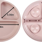 PandaEar Silicone Baby Feeding Set | 9PCS Baby Led Weaning Supplies Self Feeding Utensils | Divided Suction Plate Bowl Bibs Sippy Cup with Baby Snack Container Spoons Forks (Pink)