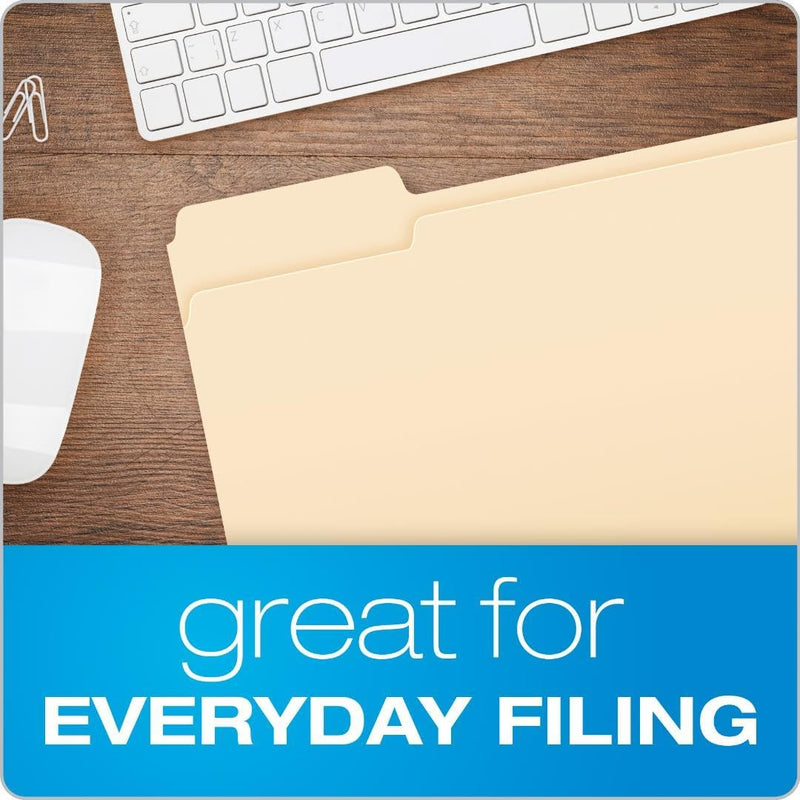 Pendaflex File Folders, 100 Pack, Durable Manila Folders, Letter Size (8.5" x 11"), 3 Top Tabs for Easy Labeling, Everyday Filing Essential for Offices, Classrooms & Home Document Organization