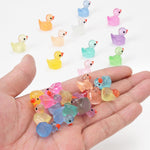 CRTWDMAN 240Pcs Luminous Mini Resin Ducks,Tiny Duck Glow in The Dark,Little Ducks,Small Ducks to Hide,Miniature Figures for Party Favor