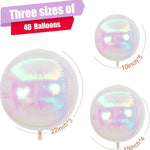 12Pcs Iridescent Round Foil Balloons: 22", 15", 10" 4D Clear Balloons for Birthday, Wedding, Mermaid Party Decor