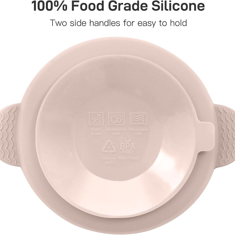 Eascrozn 3 Pack Baby Bowls with Suction and Baby Spoons, BPA Free | Silicone Baby Feeding Set, Baby Utensils Feeding Supplies for Babies Toddlers Kids, Microwave and Dishwasher Safe