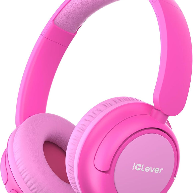 iClever BTH22 Kids Bluetooth Headphones for Toddler Travel, 60H Play Time | SafeSound Tech3.0, Stereo Sound, USB C Fast Charging, AUX Cable, Kids Wireless Headphones for Girls/Boys/Tablet/PC/School