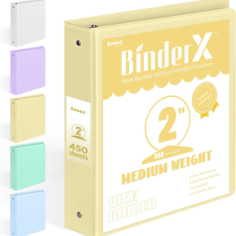 BinderX Extra Durable 3 Ring Binder, Round Rings 1 Inch Binder, Fits 175 Sheets of 8.5x11 Paper, Customizable View Cover with Inside Pockets, Cute 1" Binders, 1 Inch Binders 3 Ring, Pink