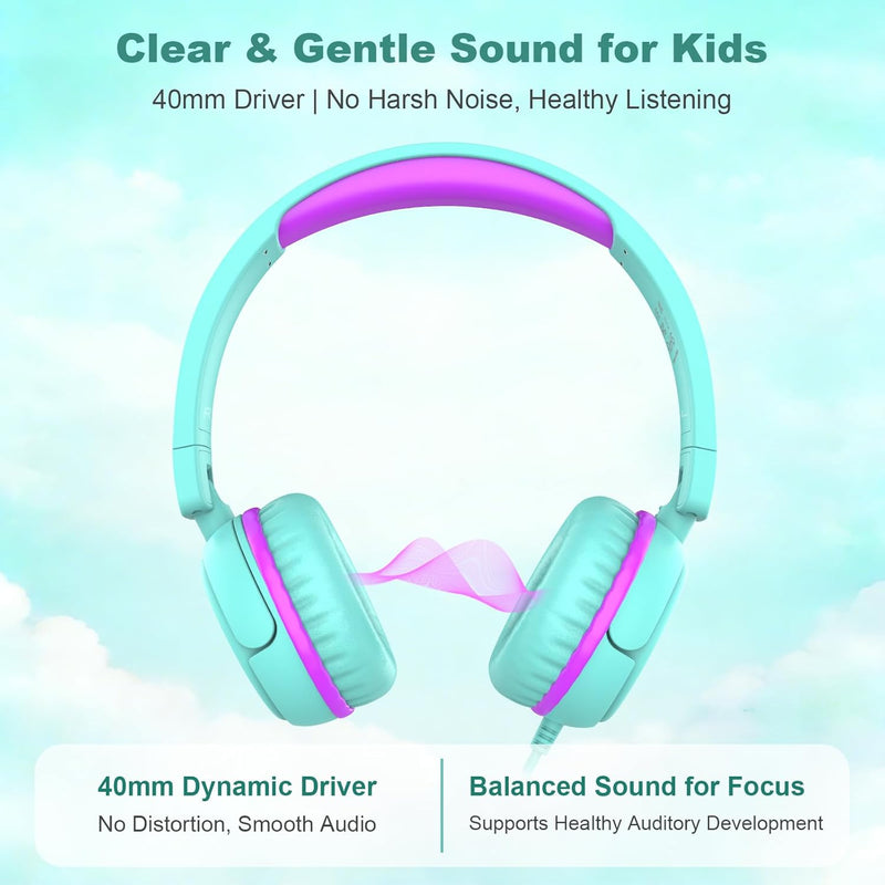 IMYB V1 Kids Headphones with 85dB Safe Volume, Adjustable Fit for Ages 2-12, Ideal for School & Travel