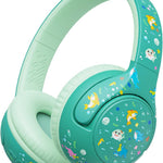 iClever BTH27 Toddler Headphones for 2+ Year Old Baby Kids Travel Study | SafeSound Tech3.0, 74H Playtime, Bluetooth 5.4, BPA Free, Aux, Soft Baby Headphones, Easy Operation, Adjustable, Green/Pink