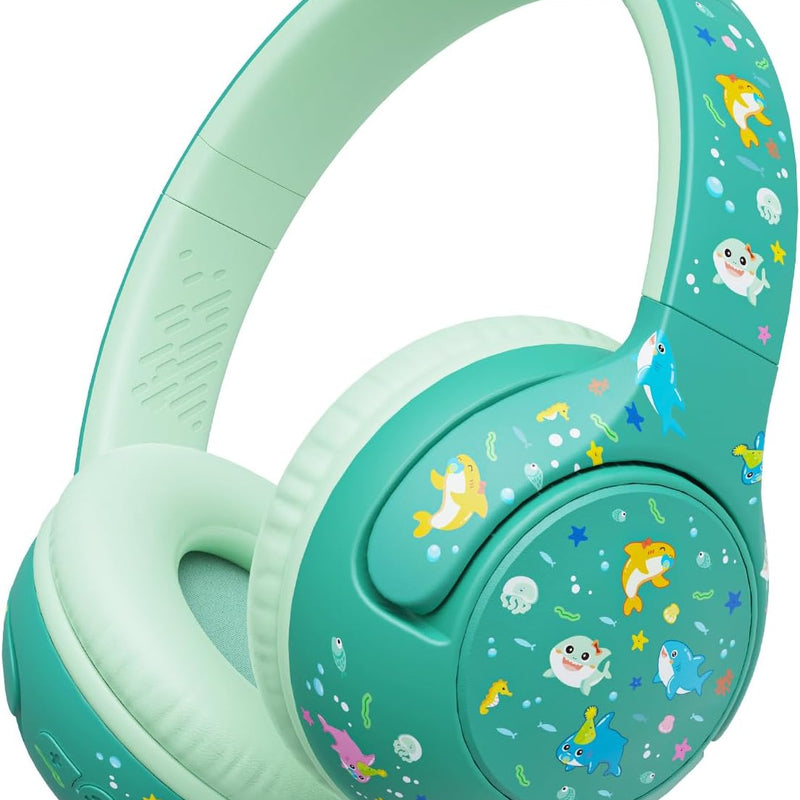 iClever BTH27 Toddler Headphones for 2+ Year Old Baby Kids Travel Study | SafeSound Tech3.0, 74H Playtime, Bluetooth 5.4, BPA Free, Aux, Soft Baby Headphones, Easy Operation, Adjustable, Green/Pink