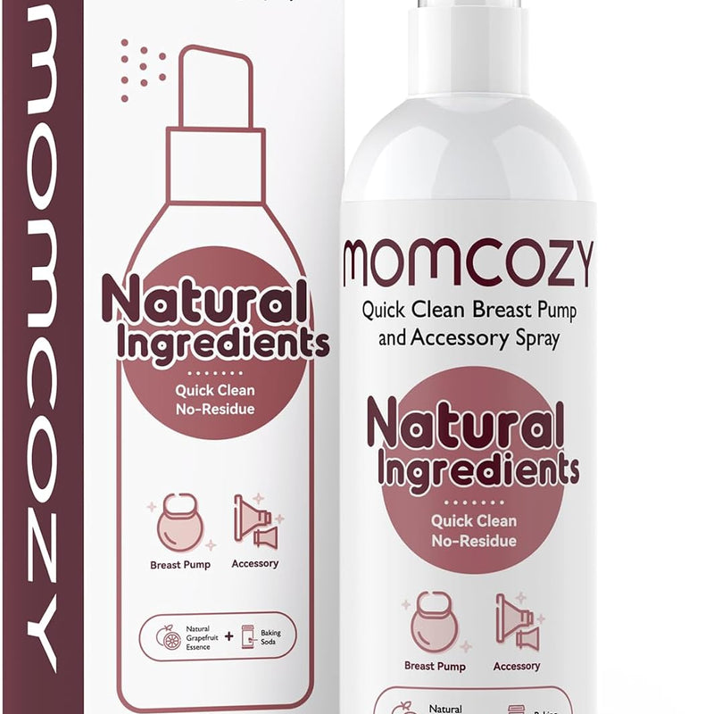 Momcozy Electric Breast Pump Cleaning Spray, Milk Fat Removal, 8.5 Fl Oz | Purely Clean, Natural Grapefruit Scent, Spray for Pump or Accessories, and other Baby Products, Not a Lubricant