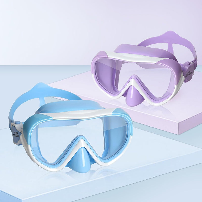 Kids Swim Mask 180° Snorkel Diving Mask, Anti-Fog Child Swim Goggles with Nose Cover No-Leak Swimming Goggles Anti-Shattered Lens for Youth 4-15