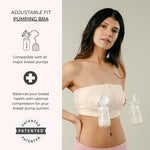 Simple Wishes Pumping Bra Hands Free, Comfortable & Adjustable | Easily Slips On Over Your Go-To Nursing Bra to Pump Hands Free, 2 Fit Sizes, Bra Straps Convert (Strapless, Tank, Halter)