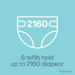 Diaper Genie Bags Refills 270 Count (Pack of 8) with Max Odor Lock | Holds Up to 2160 Newborn Diapers