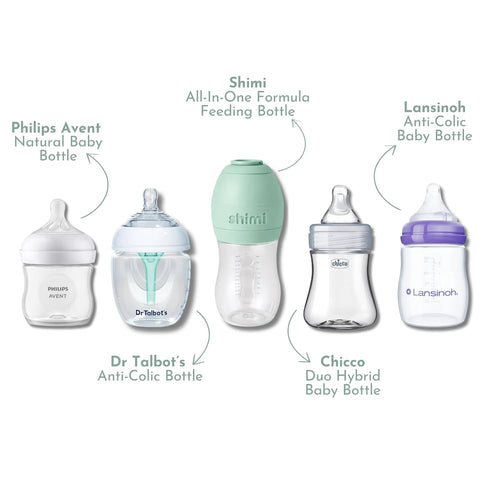Baby Bottle Trial Pack Variety Box for Newborns – 5 Bottles Featuring Chicco, Dr. Talbot’s, Shimi, Lansinoh & Philips Avent – Anti-Colic, Breastfeeding-Friendly Baby Registry Gift, Tiny Trials