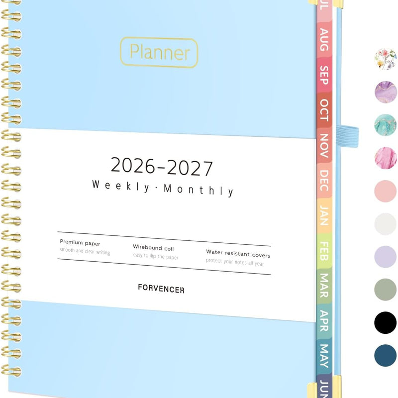 Forvencer Academic Planner 2026-2027, Hardcover Calendar Planner Weekly & Monthly, July 2026 - June 2027, 8.5" x 11", Daily Agenda with Tabs, College School Organizer for Student Teacher, Pink