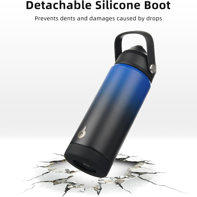 BJPKPK 18oz Insulated Water Bottle, Stainless Steel Bottle with Straw Lid | Soft Silicone Nozzle, Keep Cold & Hot, Leak-Proof BPA-Free Metal Bottle with Flex Handle for Travel, Gym & Everyday Hydration