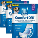 OUT! PetCare Male Dog Diapers, Disposable Belly Bands, XS/S, 32 Count | Dog Belly Bands, Potty Training, Incontinence Support, Leak Proof, Disposable Wraps, Male Wrap, Puppy Essentials, Dog Wrap