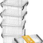 Sooez 6 Pack Extra Large Pencil Box, Plastic Pencil Case Crayon Box, Clear Marker Organizer Plastic Containers with Lid, Stackable Storage Boxes for Art Craft,Pen,Back to School Teacher Supplies, Grey
