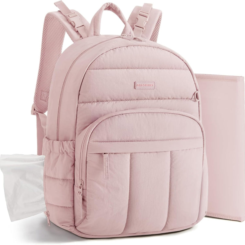 BAGSMART Baby Diaper Bag with Waterproof Pad, Camel | Newborn Essentials, Lightweight Backpack for Girl Boy, Baby Shower Gifts